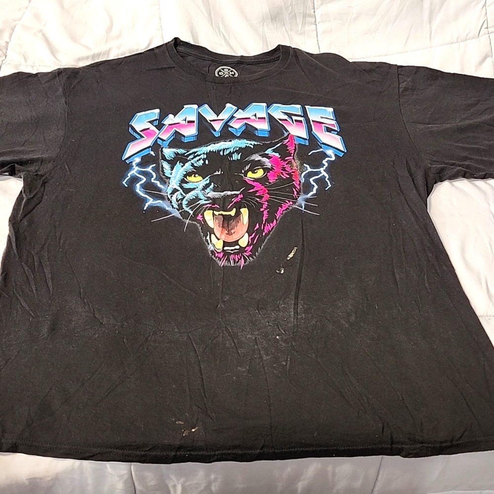 Dom Savage Panther T-Shirt Mens XL Black Neon T-shirt Size XL Color Black
